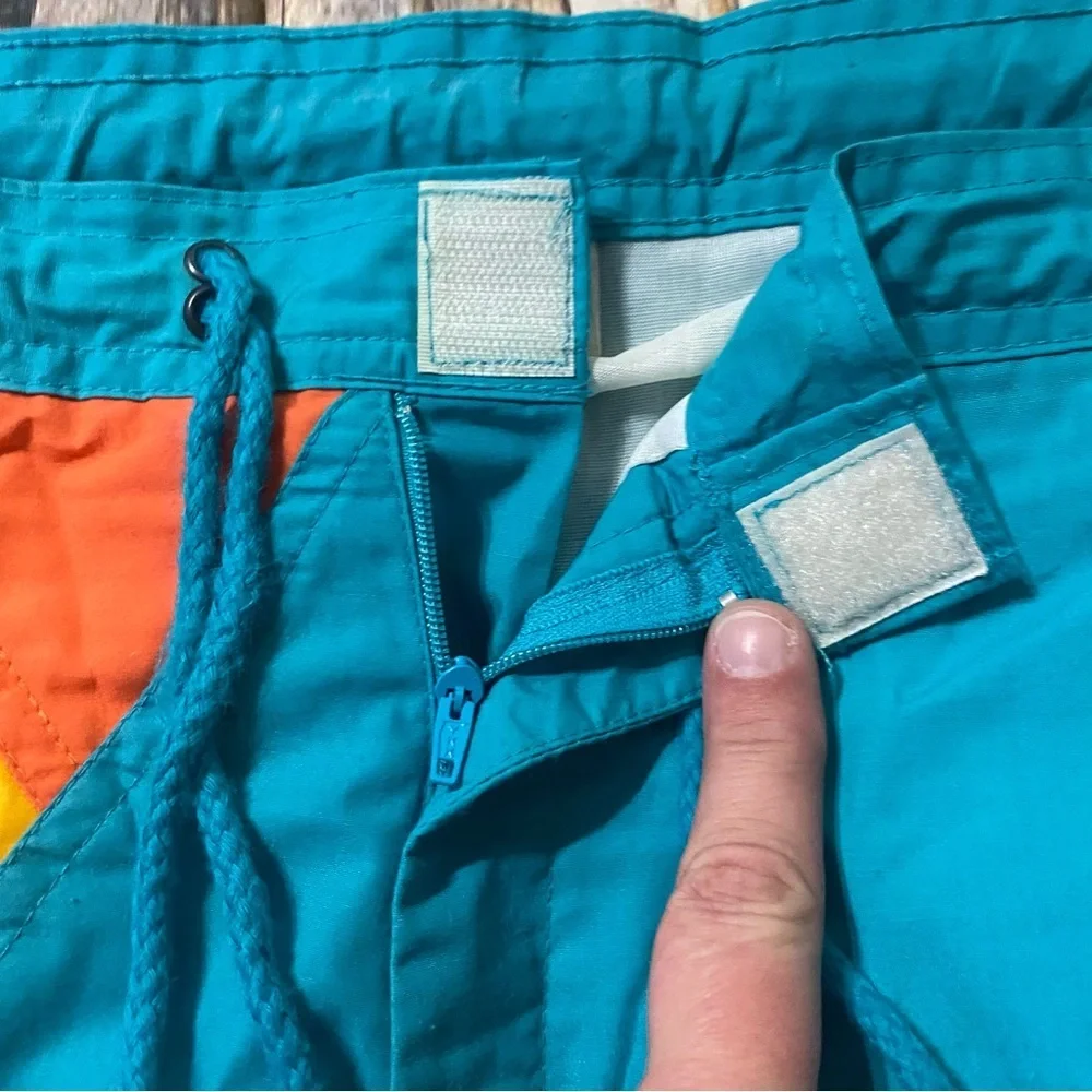 Vintage 70’s Jockey Orange Green Striped Brief Lined Swim Trunks Shorts
